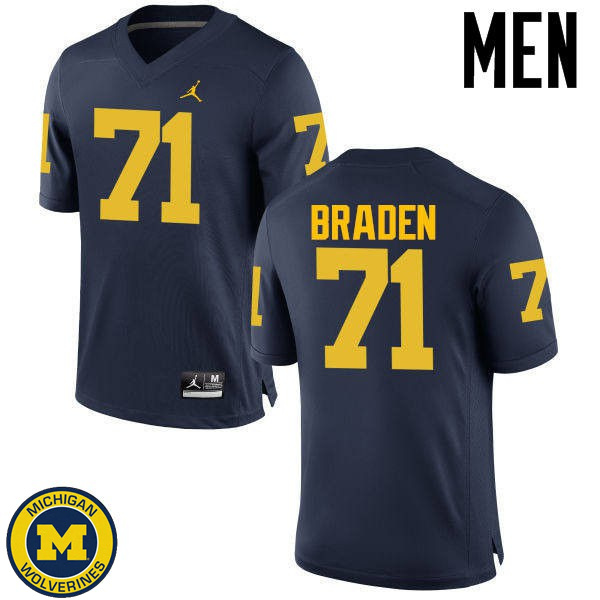 Men's Michigan Wolverines #71 Ben Braden Navy Stitched Football Jersey